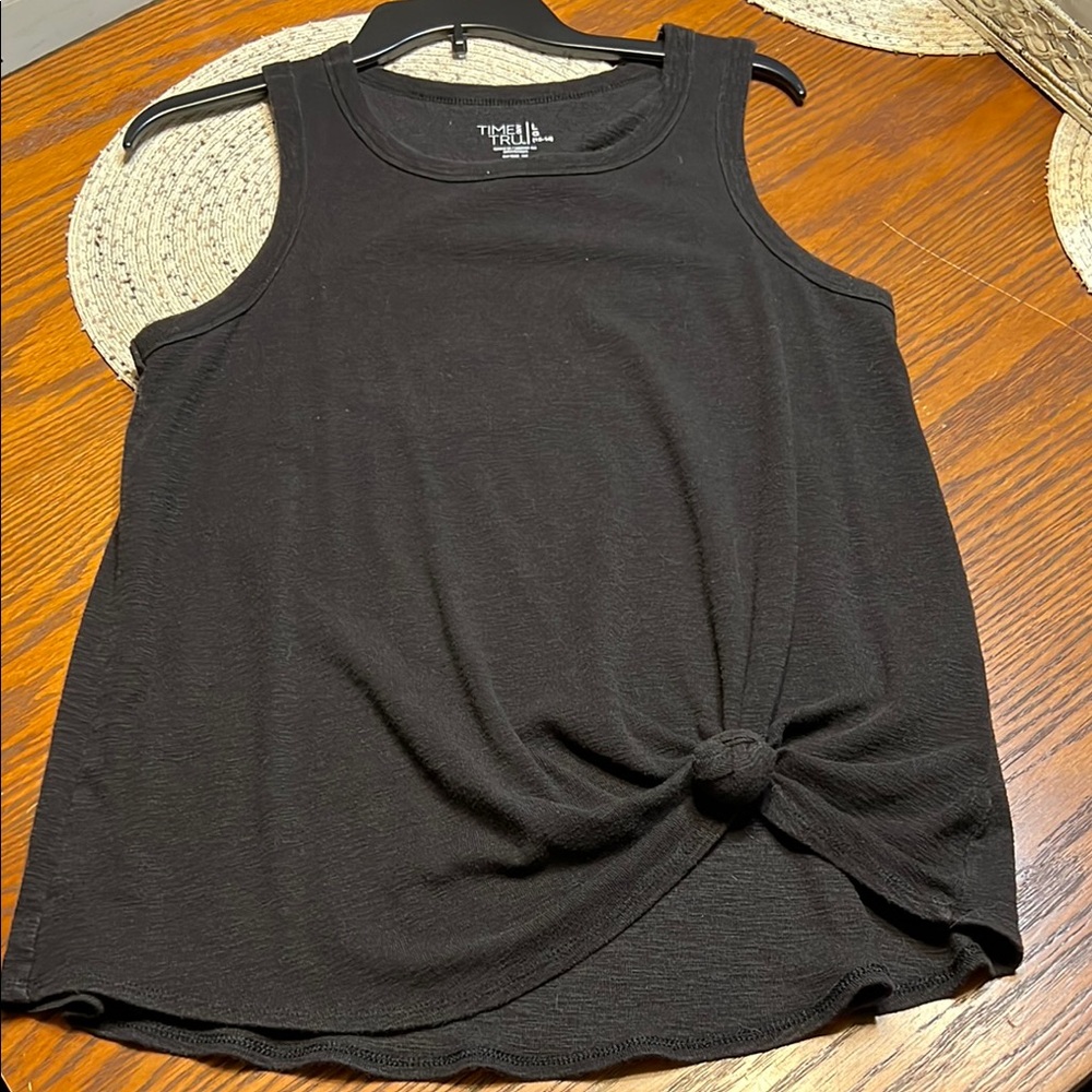 Time and Tru Black Knotted Tank Top